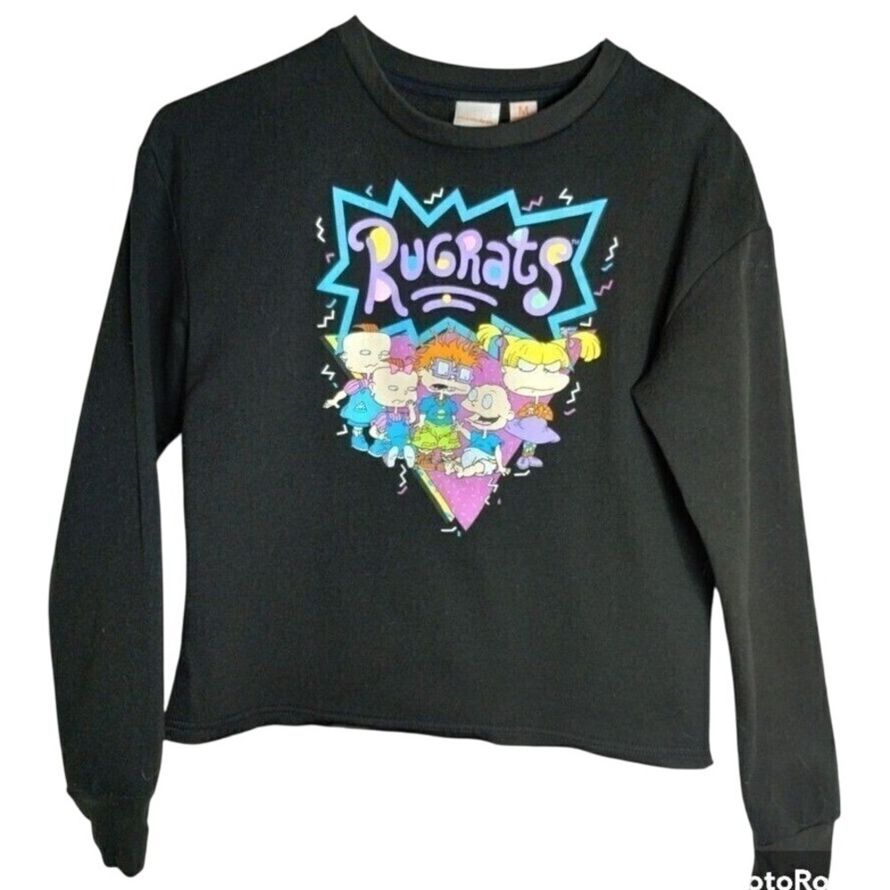 Fifth Sun Rugrats Graphic Sweatshirt 90s Cartoon Black Pullover Top M